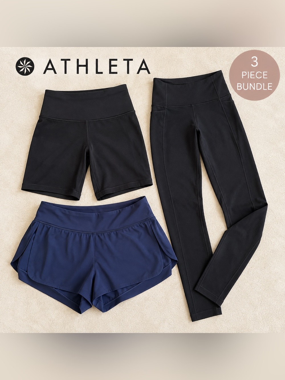 Athleta Activewear Bottoms Bundle XS S Leggings Bike Running Shorts 3pc
